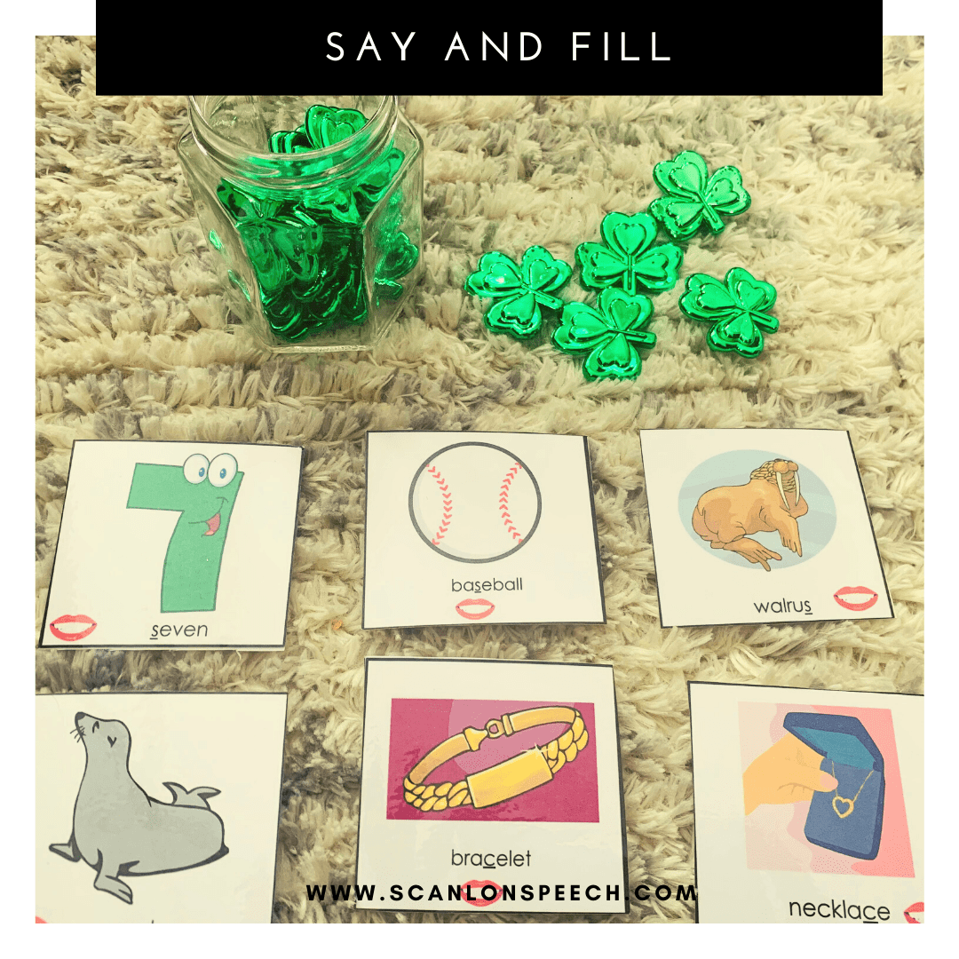 Say and Fill - a fun way to elicit multiple repetitions during articulation speech therapy. 