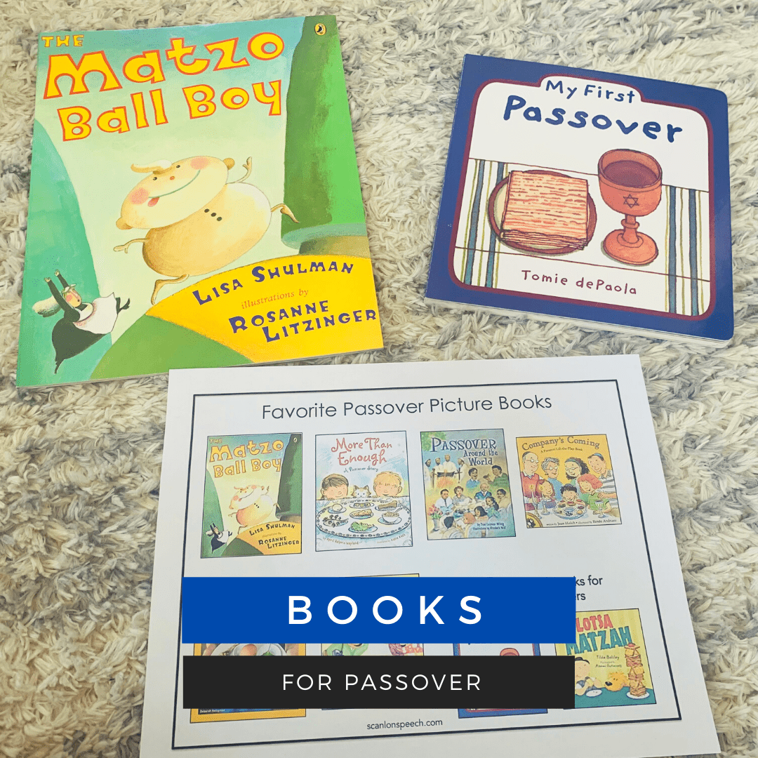 Read picture books about Passover for vocabulary building in speech therapy 