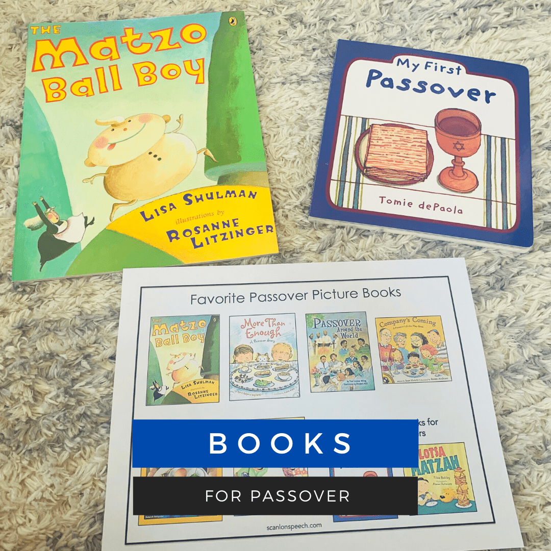 Read picture books about Passover for vocabulary building in speech therapy