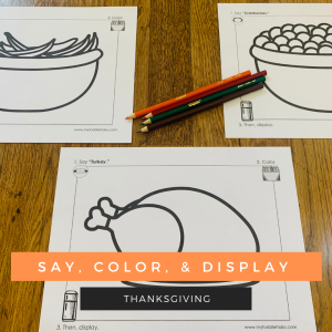 Thanksgiving Vocabulary Coloring Sheets